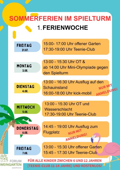 Sommerferien 1. Woche 2026
